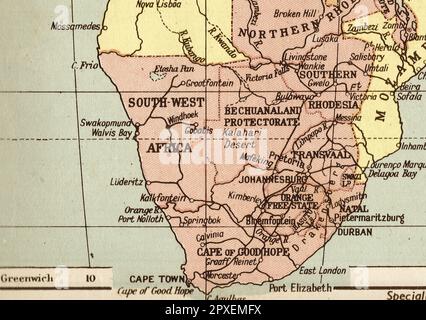 Una mappa color seppia vintage del Sud Africa. Foto Stock