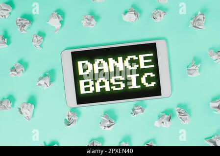 Visualizzazione concettuale Dance Basic, attività concettuale su Internet che utilizza il corpo e la gamma di movimento Foto Stock