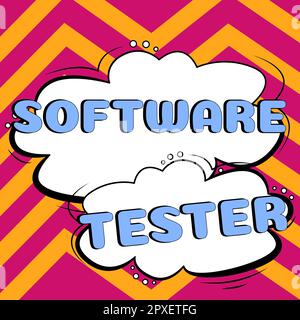 Didascalia di testo che presenta Software Tester, vetrina aziendale implementata per proteggere il software da attacchi dannosi Foto Stock