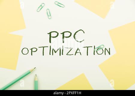 Handwriting testo ottimizzazione PPC, Word per il miglioramento della piattaforma di Search Engine per la paga per lo scatto Foto Stock