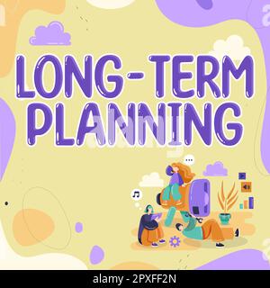 Visualizzazione concettuale Pianificazione a lungo termine, Word per stabilire gli obiettivi previsti anni a venire Foto Stock