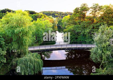 Ponte sul Nied, Siersburg, Saarland, Germania Foto Stock