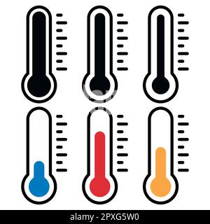 Set di simboli di temperatura . Termometro che indica la temperatura . Icona del termometro. Illustrazione vettoriale. EPS 10. Illustrazione Vettoriale