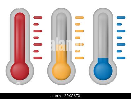 Set di simboli di temperatura . Termometro che indica la temperatura . Icona del termometro. Illustrazione vettoriale. EPS 10. Illustrazione Vettoriale