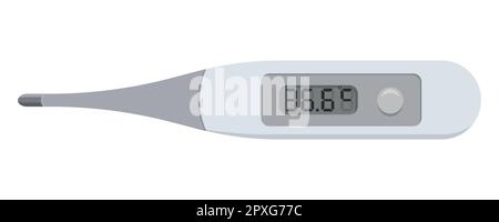 Termometro elettronico per uso medico per la misurazione. Termometro digitale per la visualizzazione della temperatura. Vista dall'alto. Illustrazione vettoriale. EPS 10. Illustrazione Vettoriale