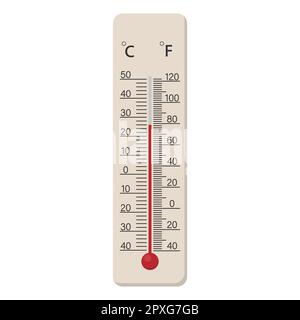 Termometro meteorologico Fahrenheit e Celsius per la misurazione della temperatura dell'aria. Illustrazione vettoriale. EPS 10. Illustrazione Vettoriale