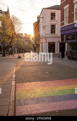 Luce mattutina all'Hockey di Nottingham City, Nottinghamshire, Inghilterra, Regno Unito Foto Stock