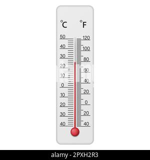 Termometro meteorologico Fahrenheit e Celsius per la misurazione della temperatura dell'aria. Illustrazione vettoriale. EPS 10. Illustrazione Vettoriale