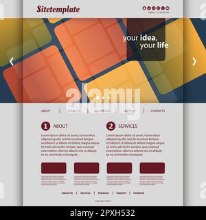 Modello di Web site con disegno modellato astratto Illustrazione Vettoriale