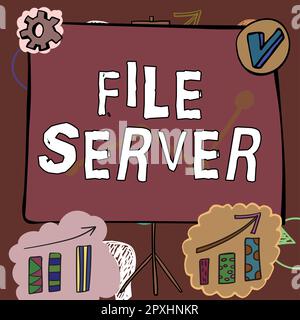 Conceptual Caption file Server, dispositivo Internet Concept che controlla l'accesso ai dati memorizzati separatamente Foto Stock
