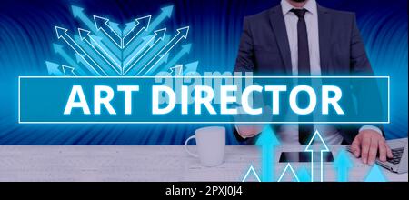 Mostra di insegne Art Director, vetrina aziendale responsabile della supervisione degli aspetti artistici di un film Foto Stock