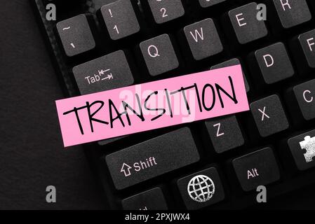 Transizione testo scrittura a mano, Word per un'alterazione drammatica o ampia della forma o dell'aspetto Foto Stock