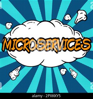 Segnaletica Microservices, Business idea sviluppo software tecnica costruzione modulo a funzione singola Foto Stock