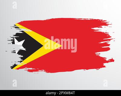 Bandiera di Timor Est (Timor Est) dipinta con un pennello Illustrazione Vettoriale