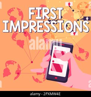 Ispirazione che mostra il segno prime impressioni, panoramica di affari che cosa una persona pensa di voi quando in primo luogo li incontrano Foto Stock