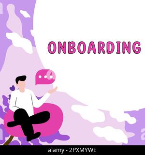 Firma scritta a mano inserimento, Word for Action processo di integrazione di un nuovo dipendente in un'organizzazione Foto Stock