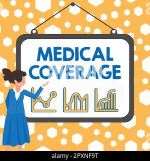 Firma scritta a mano copertura medica, Word per l'inclusione nell'ambito di una polizza assicurativa o un piano di protezione medica Foto Stock