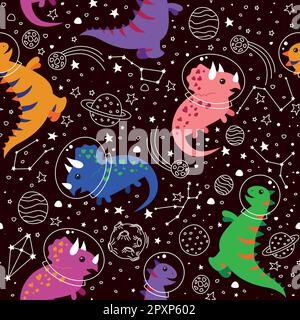 Carini dinosauri nello spazio. Illustrazione Vettoriale