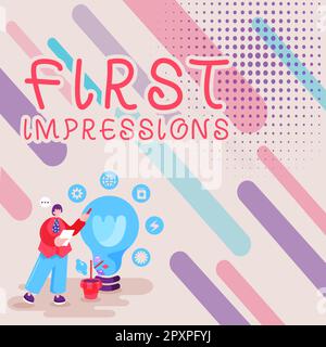 Testo che mostra ispirazione prime impressioni, concetto che significa quello che una persona pensa di voi quando vi incontrano per la prima volta Foto Stock