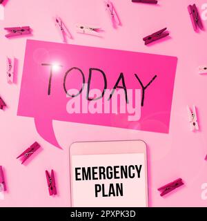 Ispirazione che mostra il segno piano di emergenza, Word per le procedure di risposta alle emergenze principali essere preparato Foto Stock