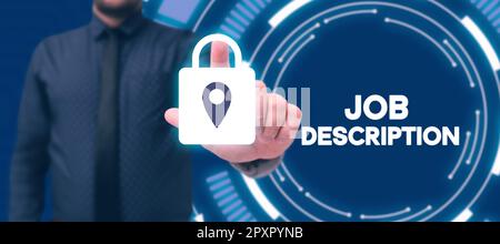 Testo scritto a mano Descrizione lavoro, concetto Internet Un documento che descrive le responsabilità di una posizione Foto Stock