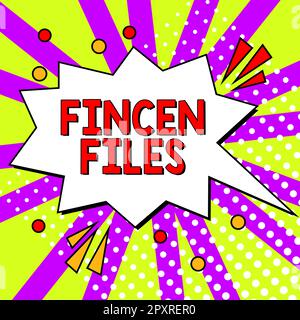 Cartello di testo contenente i file FinCEN, Word per le operazioni in attività e passività finanziarie Foto Stock