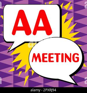 Didascalia concettuale AA Meeting, raccolta di foto concettuale di persone dipendenti da alcol per la cura e il trattamento Foto Stock