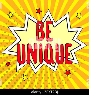 Il testo che mostra ispirazione è unico, la vetrina aziendale è l'unica nel suo genere a differenza di qualsiasi altra incomparabile Foto Stock