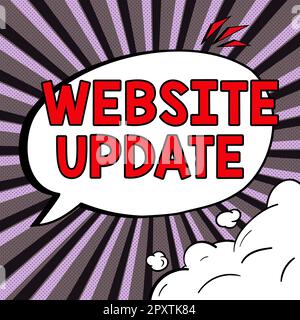 Conceptual Caption Website Update, concetto che significa mantenere la pagina web e il contenuto aggiornati e trendy Foto Stock