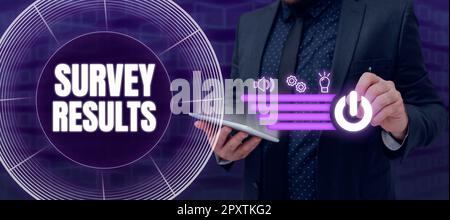 Scrittura a mano risultati del sondaggio, concetto che significa risultato di attività che raccoglie o acquisisce dati statistici Foto Stock