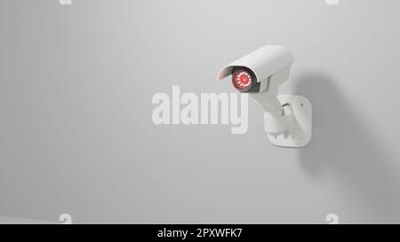 Telecamera di sorveglianza montata a parete. Rendering 3D digitale. Foto Stock