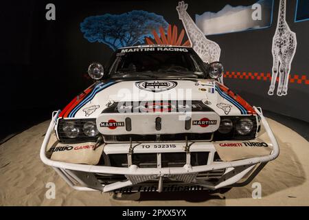 Lancia Delta HF integrale evoluzione Safari (1992). Mostra di vecchie auto da rally Età d'oro del Rally a MAUTO, Museo dell'Automobile di Torino. Foto Stock