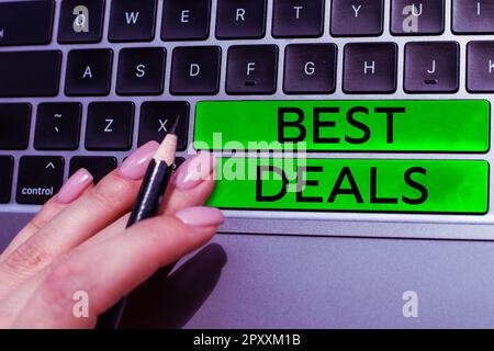 Ispirazione che mostra la firma delle migliori offerte, panoramica aziendale transazione o accordo commerciale di successo o un affare Foto Stock