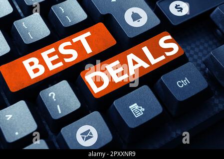 Ispirazione che mostra la firma Best Deals, la vetrina aziendale transazione di successo o un accordo commerciale o un affare Foto Stock
