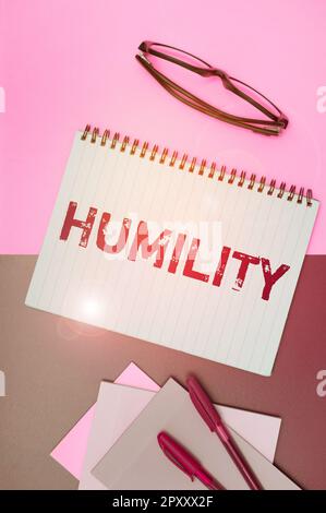 Segno che mostra umiltà, concetto che significa essere umili è una virtù per non sentirsi eccessivamente superiori Foto Stock