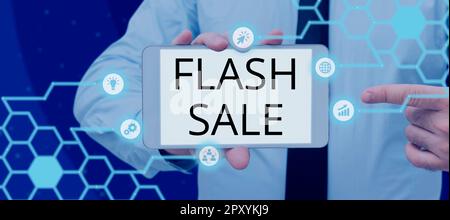 Scrittura visualizzazione di testo Flash sale, Business Concept una vendita di beni a prezzi notevolmente ridotti in un breve periodo Foto Stock
