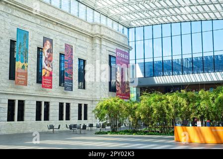 Il nuovo atrio del Cleveland Museum of Art offre uno spazio luminoso e arioso e unisce l'edificio originale del 1916 con le aggiunte moderne. Foto Stock