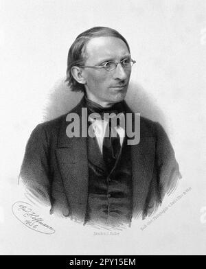 Carl Friedrich Wilhelm Ludwig, 1816 – 1895, è stato un medico e fisiologo tedesco, litografia vintage di R Hoffman dopo F Kuss 1856 Foto Stock