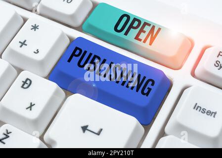 Visualizzazione concettuale Open Publishing, Business idea accesso online a molti libri di pubblico dominio e fuori stampa Foto Stock