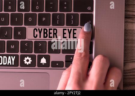 Didascalia di testo Presentazione di Cyber Eye, Word for Tool si impegna a sviluppare tecnologie intelligenti nella sicurezza informatica Foto Stock