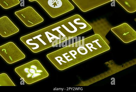 Rapporto sullo stato dei segni di scrittura a mano, panoramica aziendale Riepilogo delle situazioni aggiornato a partire da un determinato periodo di tempo Foto Stock
