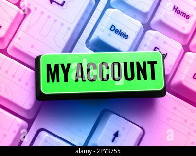 Segno che visualizza il mio cliente, concetto di affari se qualcosa è detto essere su qualcuno o su un cliente di qualcosa Foto Stock