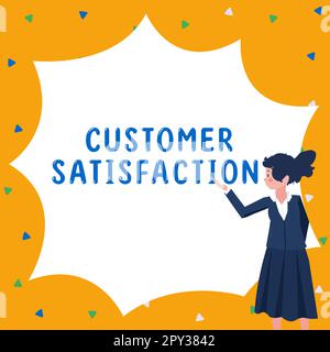 Visualizzazione concettuale soddisfazione del cliente, idea di business superare le aspettative del consumatore soddisfatti rispetto ai servizi Foto Stock