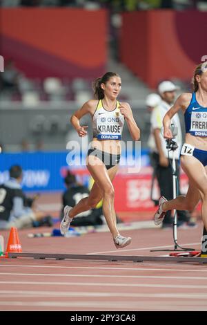 Gesa Felicitas KRAUSE partecipa alla steeplechase di 3000 metri ai Campionati mondiali di atletica di Doha 2019. partecipazione al 3000 metri Foto Stock