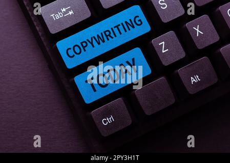 Scrittura a mano segno Copywriting, foto concettuale scrivere il testo di pubblicità o materiale pubblicitario Foto Stock