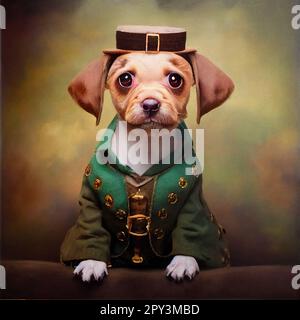 3D resa di un cane che celebra la festa di San Patrizio Foto Stock