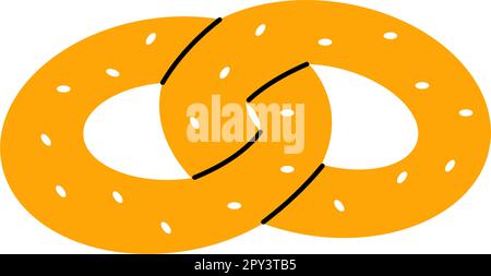 Icona di ciabatta pretzel. Prodotti da forno silhouette pasticceria. Illustrazione vettoriale. Illustrazione Vettoriale