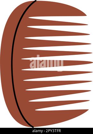 Pettine, pettine di legno, icona spazzola per capelli. Barbiere e parrucchiere. Illustrazione vettoriale. Illustrazione Vettoriale