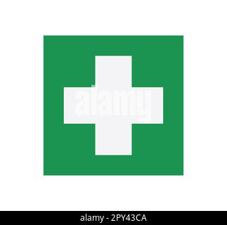 Simbolo verde della croce di pronto soccorso. Illustrazione vettoriale. Illustrazione Vettoriale