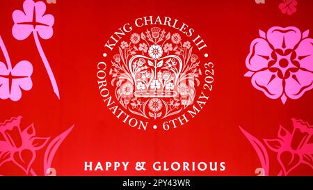 Londra, Regno Unito. 30 aprile 2023. Emblema dell'incoronazione. Incoronazione di re Carlo III © Waldemar Sikora Foto Stock